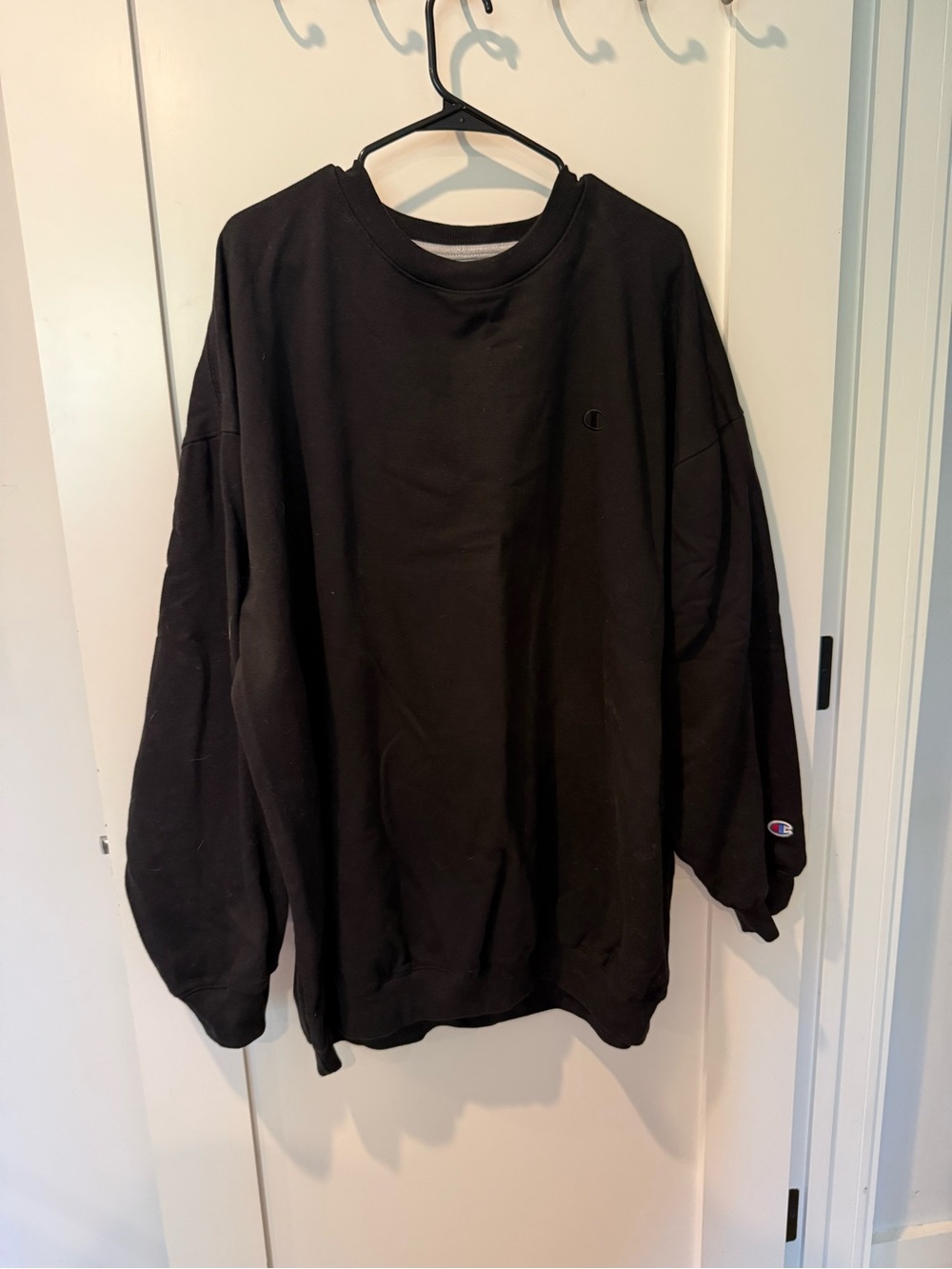 Champion Black Men's Crewneck Sweatshirt with Sleeve Logo